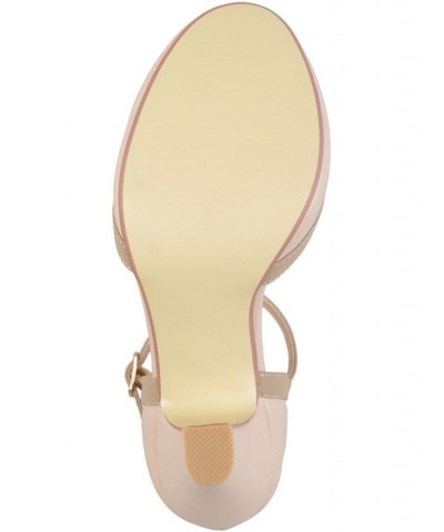 Women's Olina T-Strap Heels Tan/Beige $44.00 Shoes