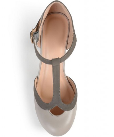 Women's Olina T-Strap Heels Tan/Beige $44.00 Shoes