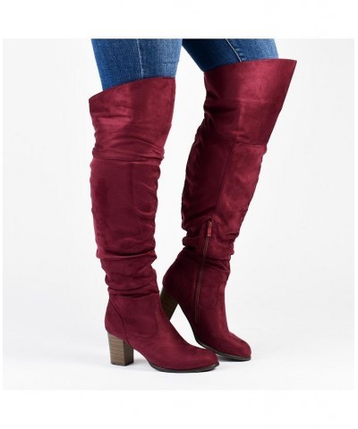 Women's Kaison Wide Calf Boots Wine $64.40 Shoes