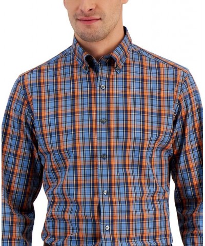 Men's Slim Fit 4-Way Stretch Plaid Dress Shirt Blue $14.35 Dress Shirts