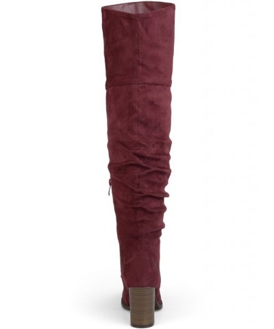 Women's Kaison Wide Calf Boots Wine $64.40 Shoes