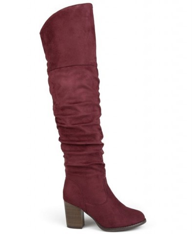 Women's Kaison Wide Calf Boots Wine $64.40 Shoes