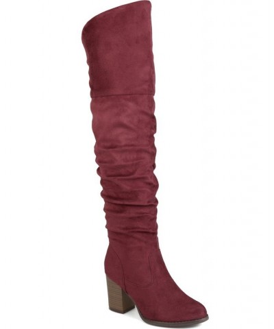 Women's Kaison Wide Calf Boots Wine $64.40 Shoes