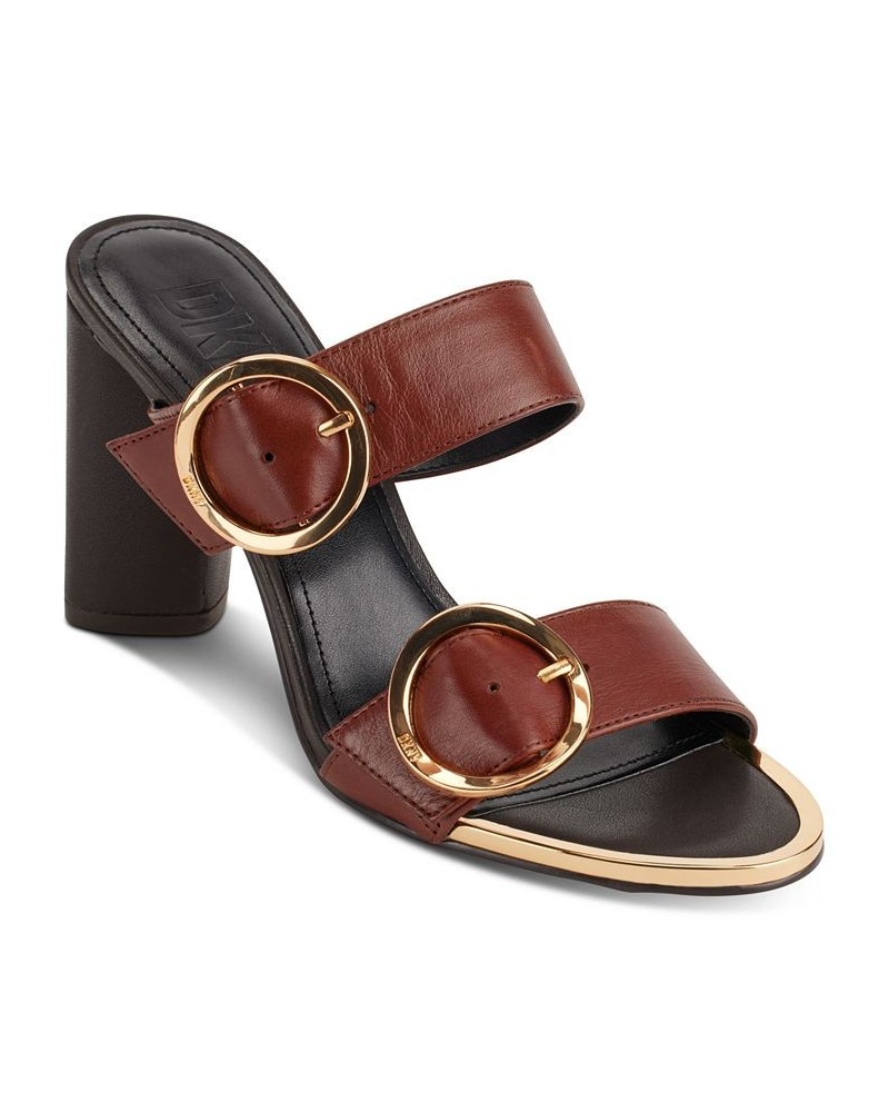 Women's Staten Buckled Strappy Dress Sandals Brown $63.94 Shoes