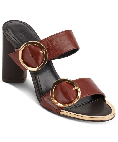 Women's Staten Buckled Strappy Dress Sandals Brown $63.94 Shoes