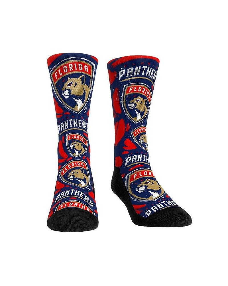 Men's and Women's Socks Florida Panthers Allover Logo and Paint Crew Socks $17.39 Socks