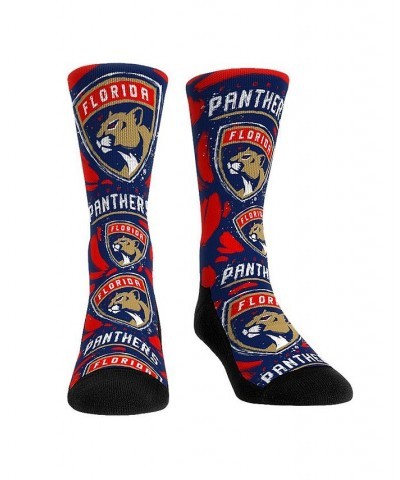 Men's and Women's Socks Florida Panthers Allover Logo and Paint Crew Socks $17.39 Socks