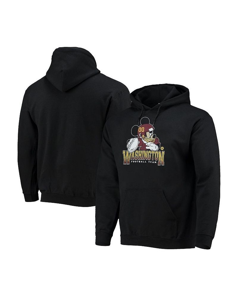 Men's Black Washington Football Team Disney Mickey Quarterback Pullover Hoodie $41.24 Sweatshirt