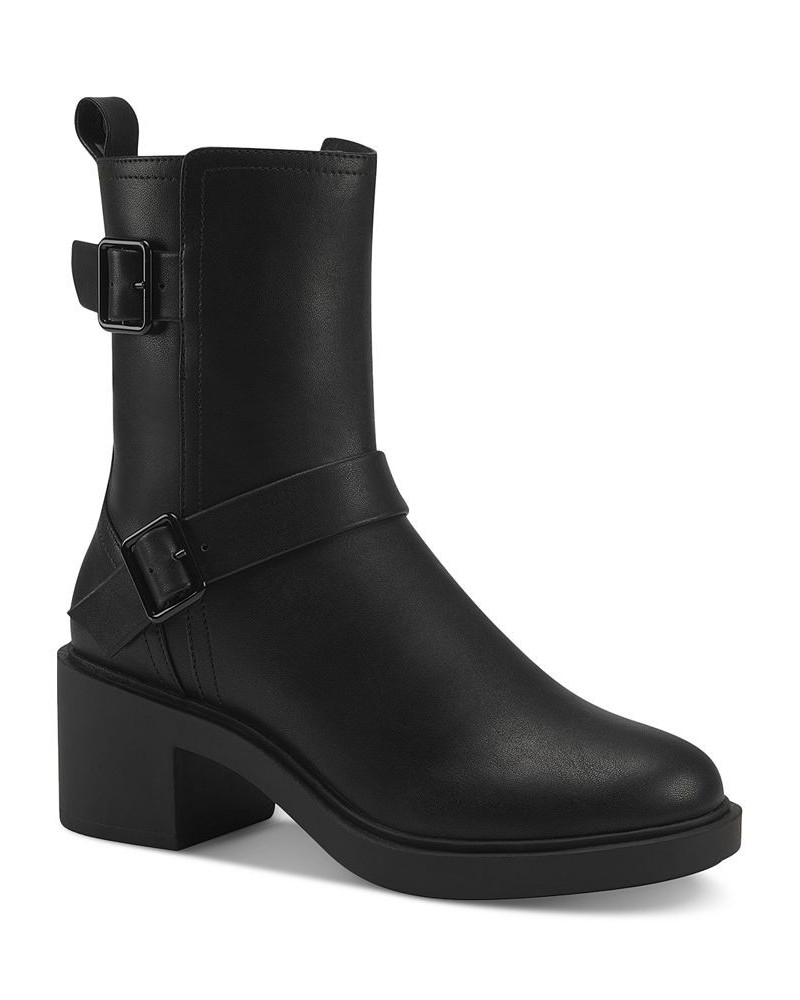 Women's Chantal Buckle Booties Black $20.47 Shoes