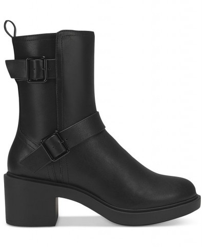 Women's Chantal Buckle Booties Black $20.47 Shoes