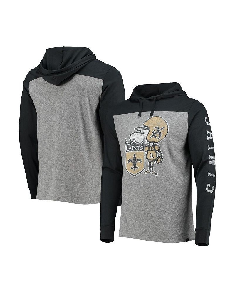 Men's '47 Heathered Gray New Orleans Saints Franklin Wooster Throwback Long Sleeve Hoodie T-shirt $26.51 T-Shirts