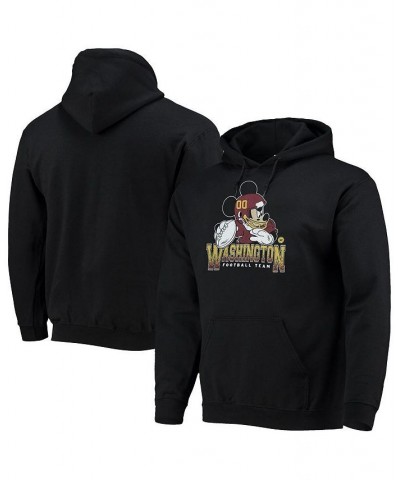 Men's Black Washington Football Team Disney Mickey Quarterback Pullover Hoodie $41.24 Sweatshirt