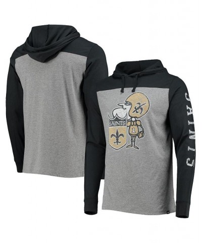 Men's '47 Heathered Gray New Orleans Saints Franklin Wooster Throwback Long Sleeve Hoodie T-shirt $26.51 T-Shirts