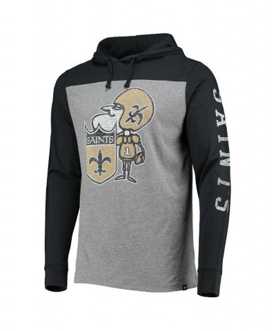 Men's '47 Heathered Gray New Orleans Saints Franklin Wooster Throwback Long Sleeve Hoodie T-shirt $26.51 T-Shirts