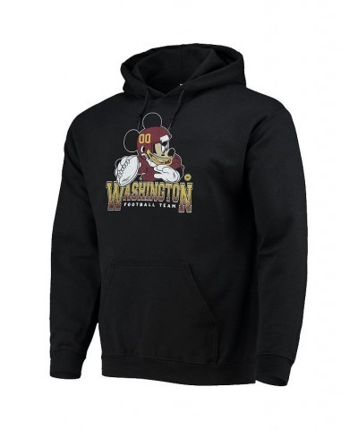 Men's Black Washington Football Team Disney Mickey Quarterback Pullover Hoodie $41.24 Sweatshirt