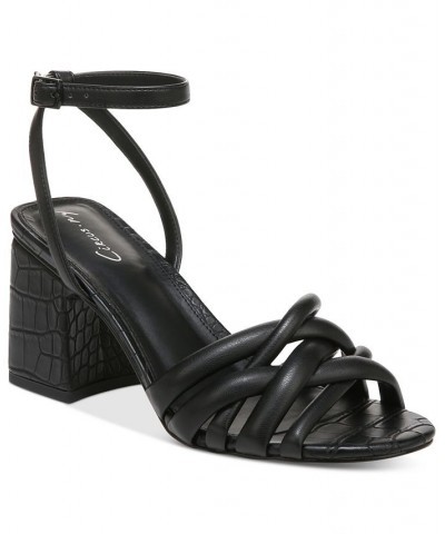 Onna Strappy Block-Heel City Sandals Black $49.50 Shoes