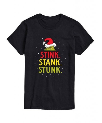 Men's Dr. Seuss The Grinch Stink Stank Stunk Graphic T-shirt Black $14.70 T-Shirts