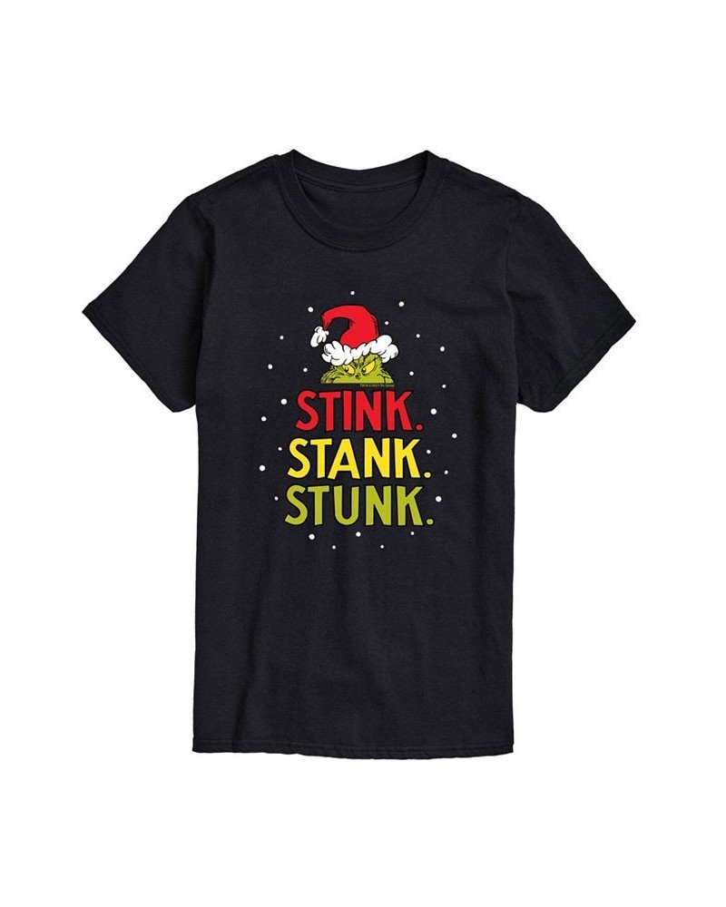 Men's Dr. Seuss The Grinch Stink Stank Stunk Graphic T-shirt Black $14.70 T-Shirts