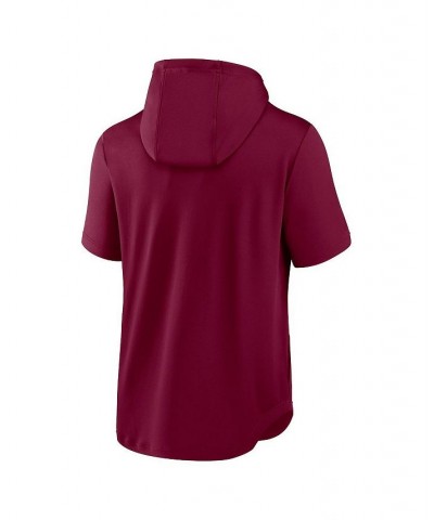 Men's Burgundy Washington Commanders Short Sleeve Pullover Hoodie $38.49 Sweatshirt