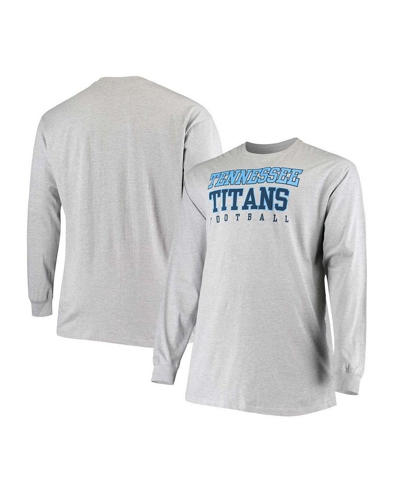 Men's Big and Tall Heathered Gray Tennessee Titans Practice Long Sleeve T-shirt $19.20 T-Shirts