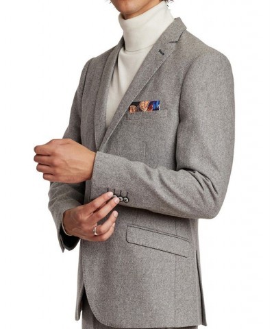 Men's Slim-Fit Wool Suit Jacket Gray $45.10 Suits