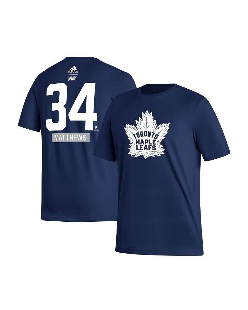 Men's Auston Matthews Blue Toronto Maple Leafs Reverse Retro 2.0 Name and Number T-shirt $19.60 T-Shirts