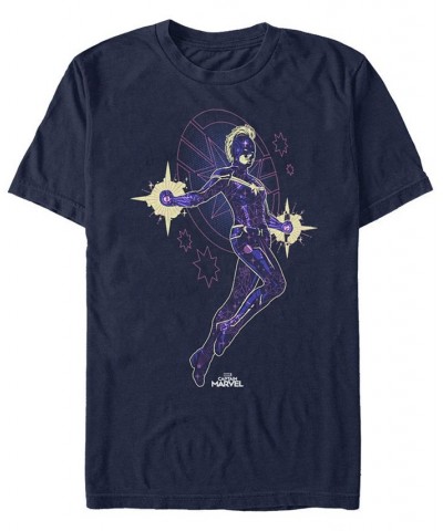 Marvel Men's Captain Marvel Flying Star, Short Sleeve T-shirt Blue $18.19 T-Shirts