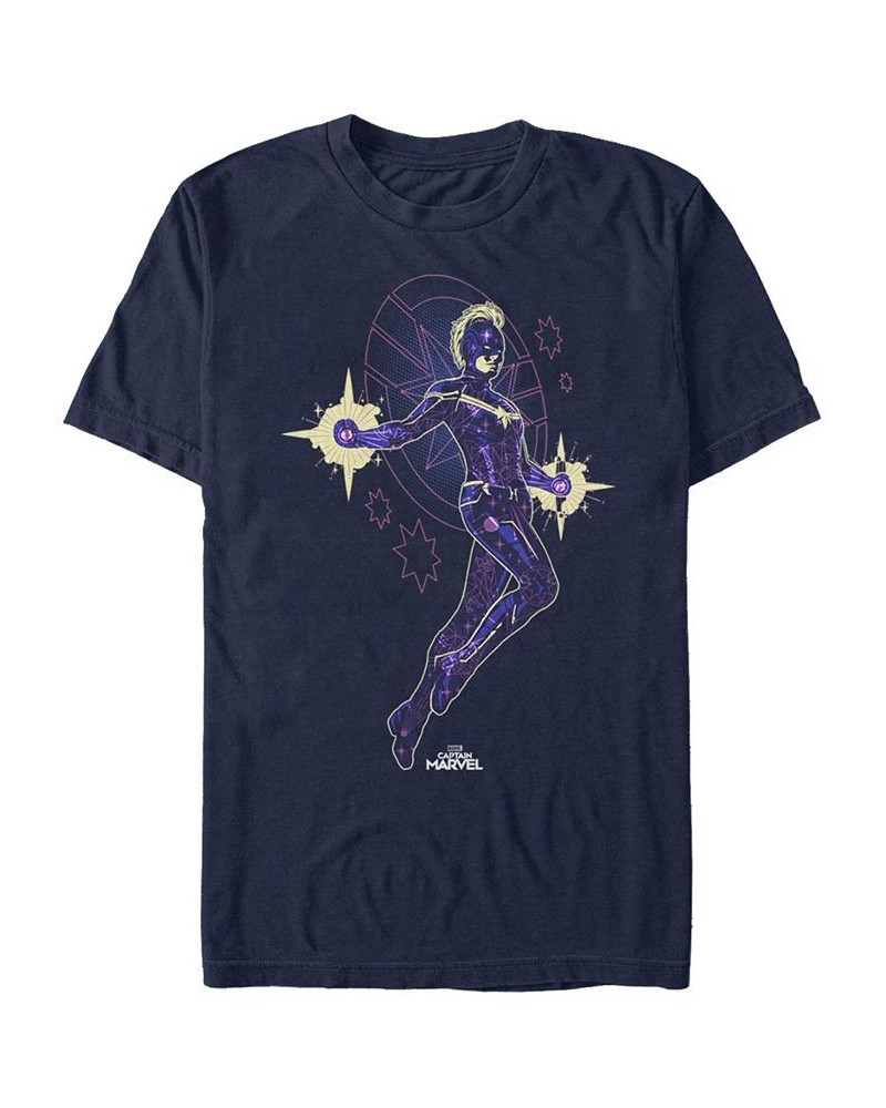 Marvel Men's Captain Marvel Flying Star, Short Sleeve T-shirt Blue $18.19 T-Shirts