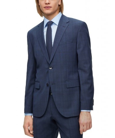 BOSS Men's Regular-Fit Checked Wool Suit, 2 Piece Set Blue $265.65 Suits