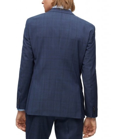 BOSS Men's Regular-Fit Checked Wool Suit, 2 Piece Set Blue $265.65 Suits