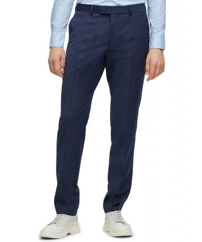 BOSS Men's Regular-Fit Checked Wool Suit, 2 Piece Set Blue $265.65 Suits