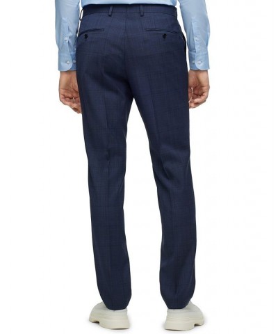 BOSS Men's Regular-Fit Checked Wool Suit, 2 Piece Set Blue $265.65 Suits