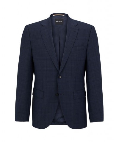 BOSS Men's Regular-Fit Checked Wool Suit, 2 Piece Set Blue $265.65 Suits