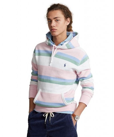 Men's RL Striped Fleece Hoodie Pink $85.44 Sweatshirt