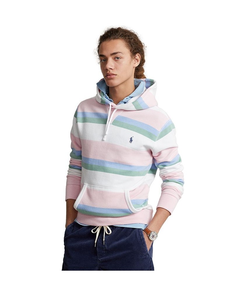 Men's RL Striped Fleece Hoodie Pink $85.44 Sweatshirt