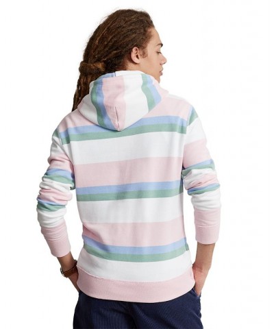 Men's RL Striped Fleece Hoodie Pink $85.44 Sweatshirt