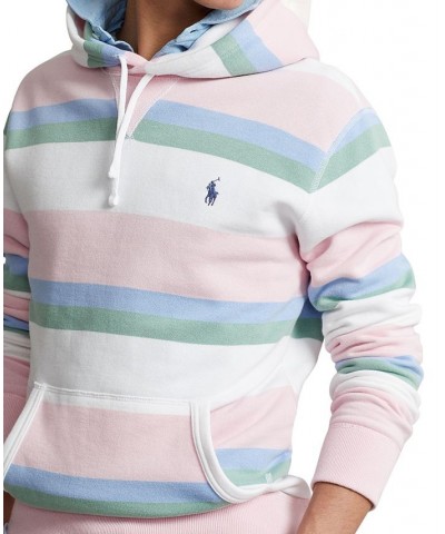 Men's RL Striped Fleece Hoodie Pink $85.44 Sweatshirt