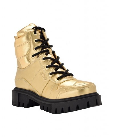 Women's Tisley Combat Booties Gold $27.24 Shoes