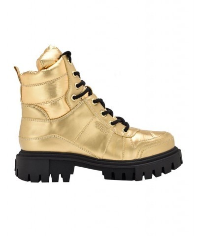 Women's Tisley Combat Booties Gold $27.24 Shoes