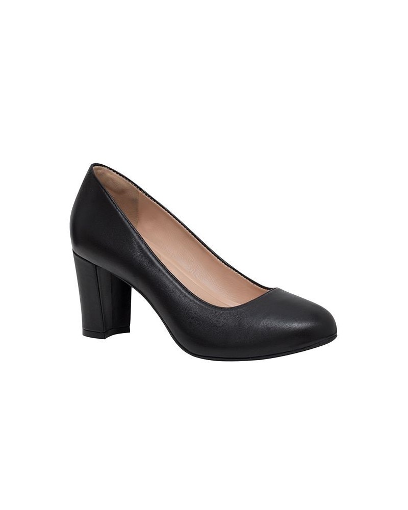 Women's Riley Block Heel Round Toe Dress Pumps Black $54.50 Shoes