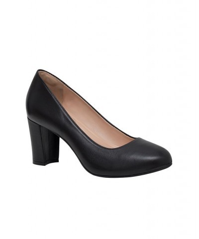 Women's Riley Block Heel Round Toe Dress Pumps Black $54.50 Shoes