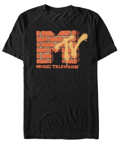 MTV Men's Yellow And Orange Brick Logo Short Sleeve T-Shirt Black $17.50 T-Shirts