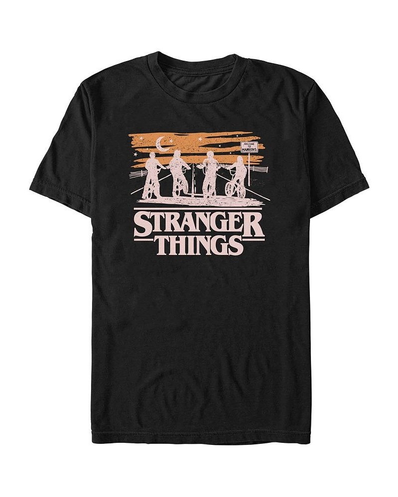 Stranger Things Men's Night Silhouettes Short Sleeve T-Shirt Black $20.99 T-Shirts