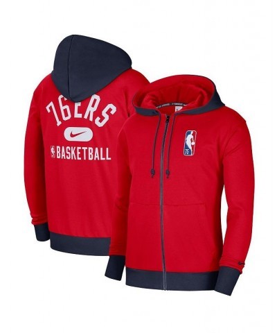 Men's Red, Navy Philadelphia 76Ers 2021/22 City Edition Courtside Heavyweight Fleece Full-Zip Hoodie $39.26 Sweatshirt