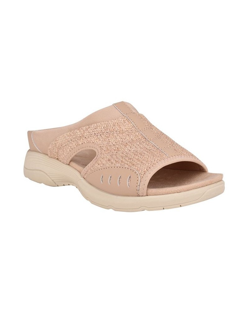 Women's Traciee Square Toe Casual Slide Sandals Tan/Beige $41.25 Shoes