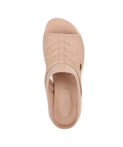 Women's Traciee Square Toe Casual Slide Sandals Tan/Beige $41.25 Shoes