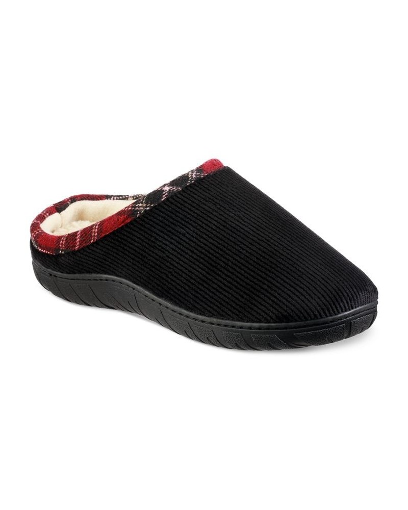 Men's Corduroy Hoodback Slippers Black $18.88 Shoes