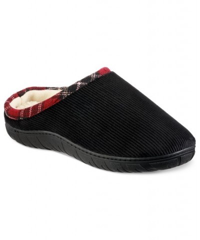 Men's Corduroy Hoodback Slippers Black $18.88 Shoes