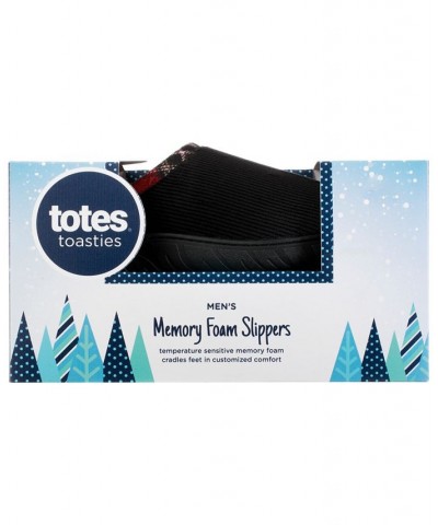 Men's Corduroy Hoodback Slippers Black $18.88 Shoes