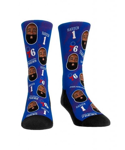 Men's Socks James Harden Philadelphia 76ers Player Allover Crew Socks $17.59 Socks